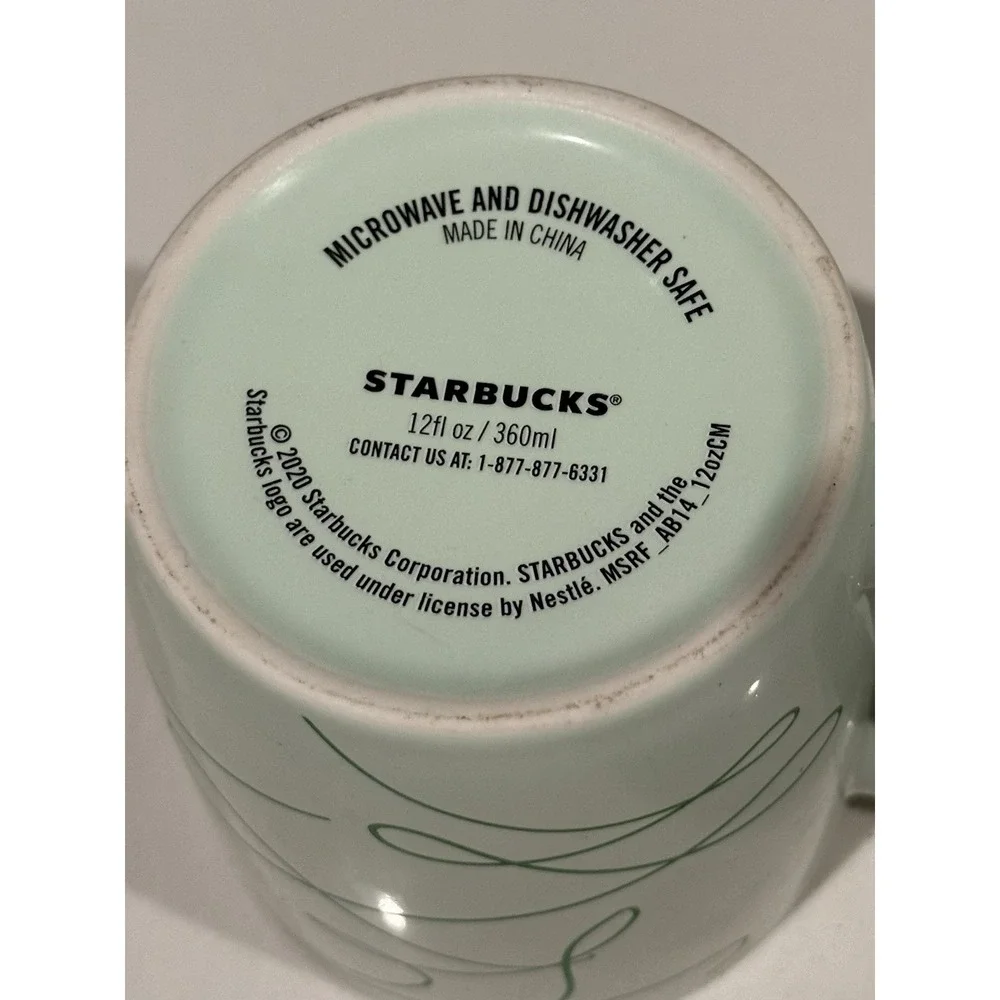 STARBUCKS Holiday 2020 Mug Mint Green Swirl Mermaid Siren Logo Coffee Cup 12 oz